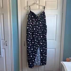 ASOS Curve Black Dress with Pink Floral Design